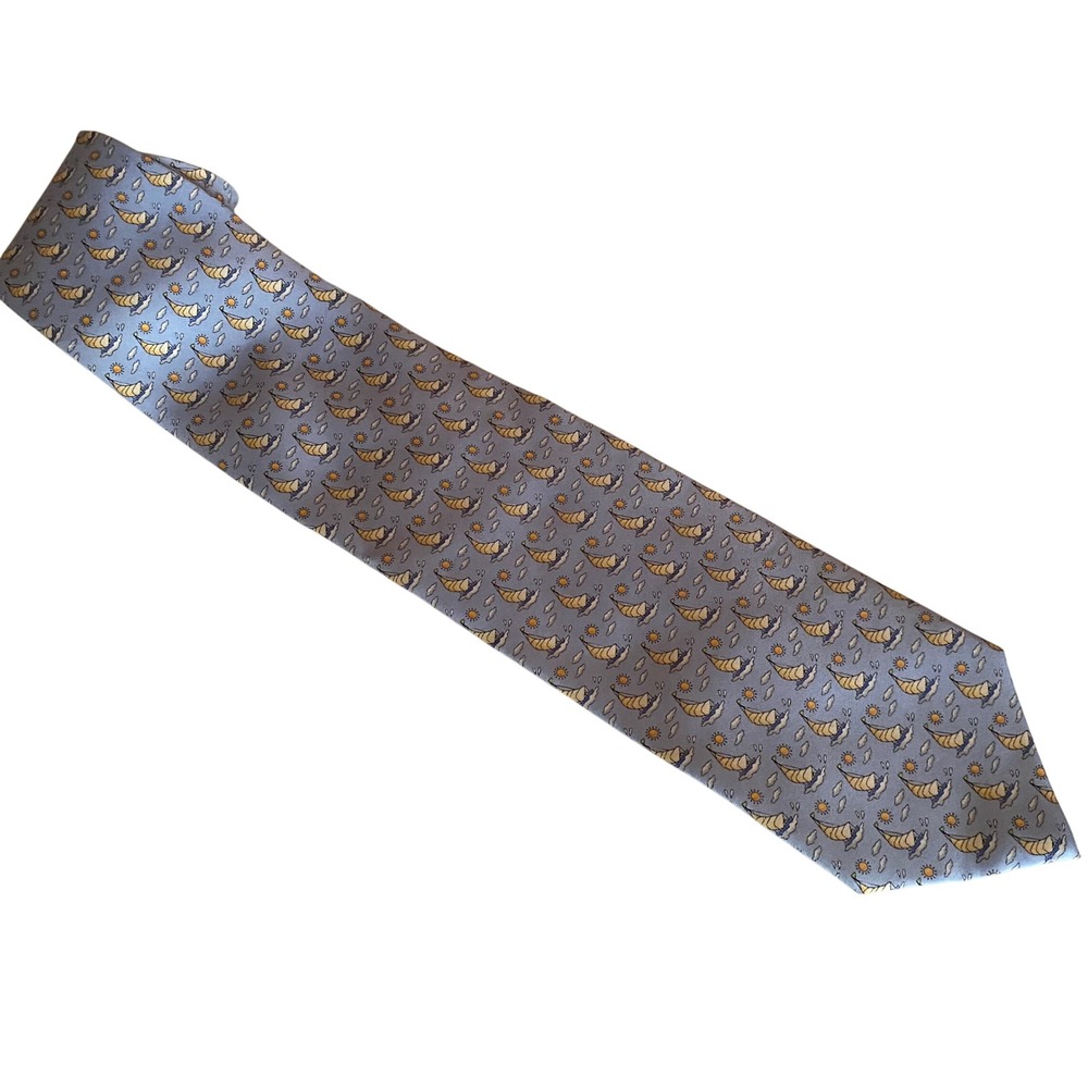 Jos A Bank NWT All Silk Tie Blue Sailboat Nautical Handsewn USA Vintage Preppy